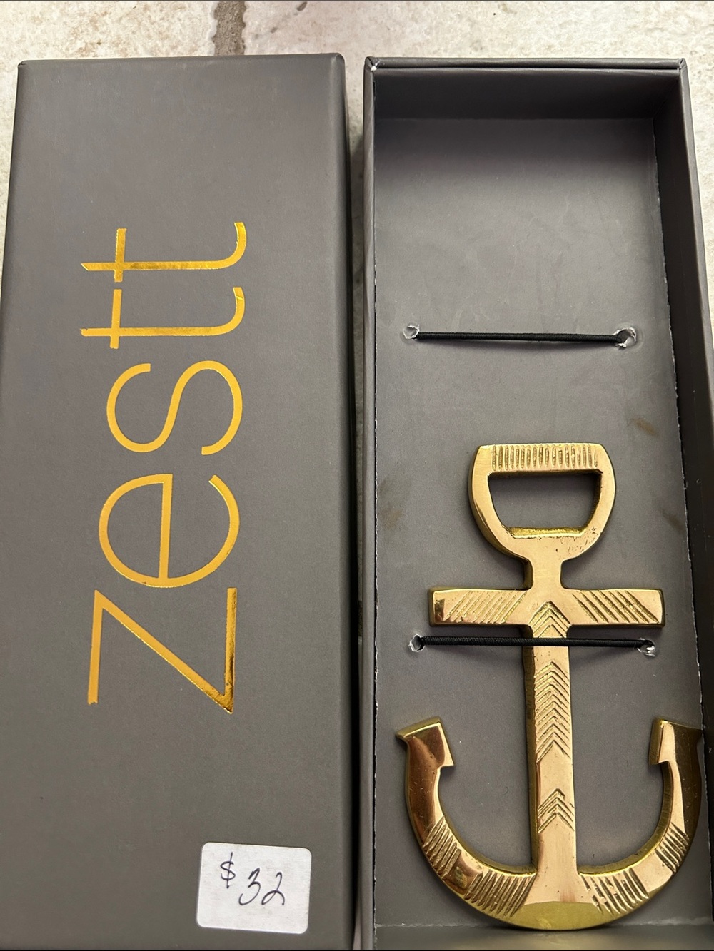 zestt Gold Anchor Bottle Opener with Nautical Accent